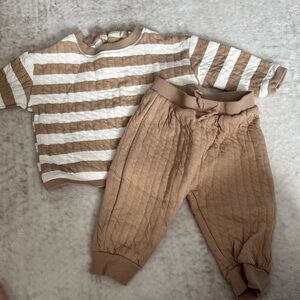 Kids Brown and White Striped Matching Set